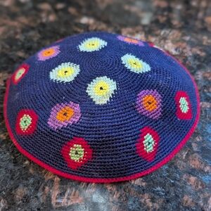 Hand Crafted Evil Eye Knit Kippah. Made In Israel.